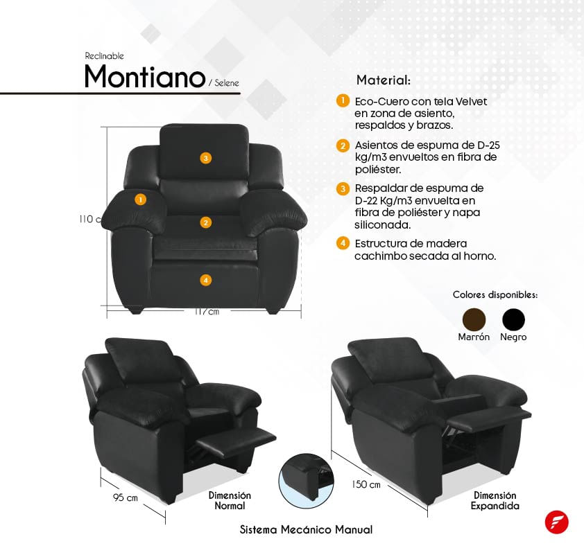 FICHA TECNICA RECLINABLE MONTIANO NEGRO